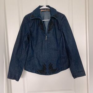 Dana Buchman Denim Dark Blue Zip Up Jean Jacket Women’s size 6